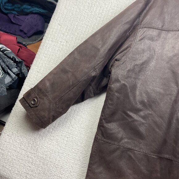 Nickelson Leather Men Sz M Aviator Leather Brown Jacket Sherpa Fleece Lined Read - Picture 12 of 16